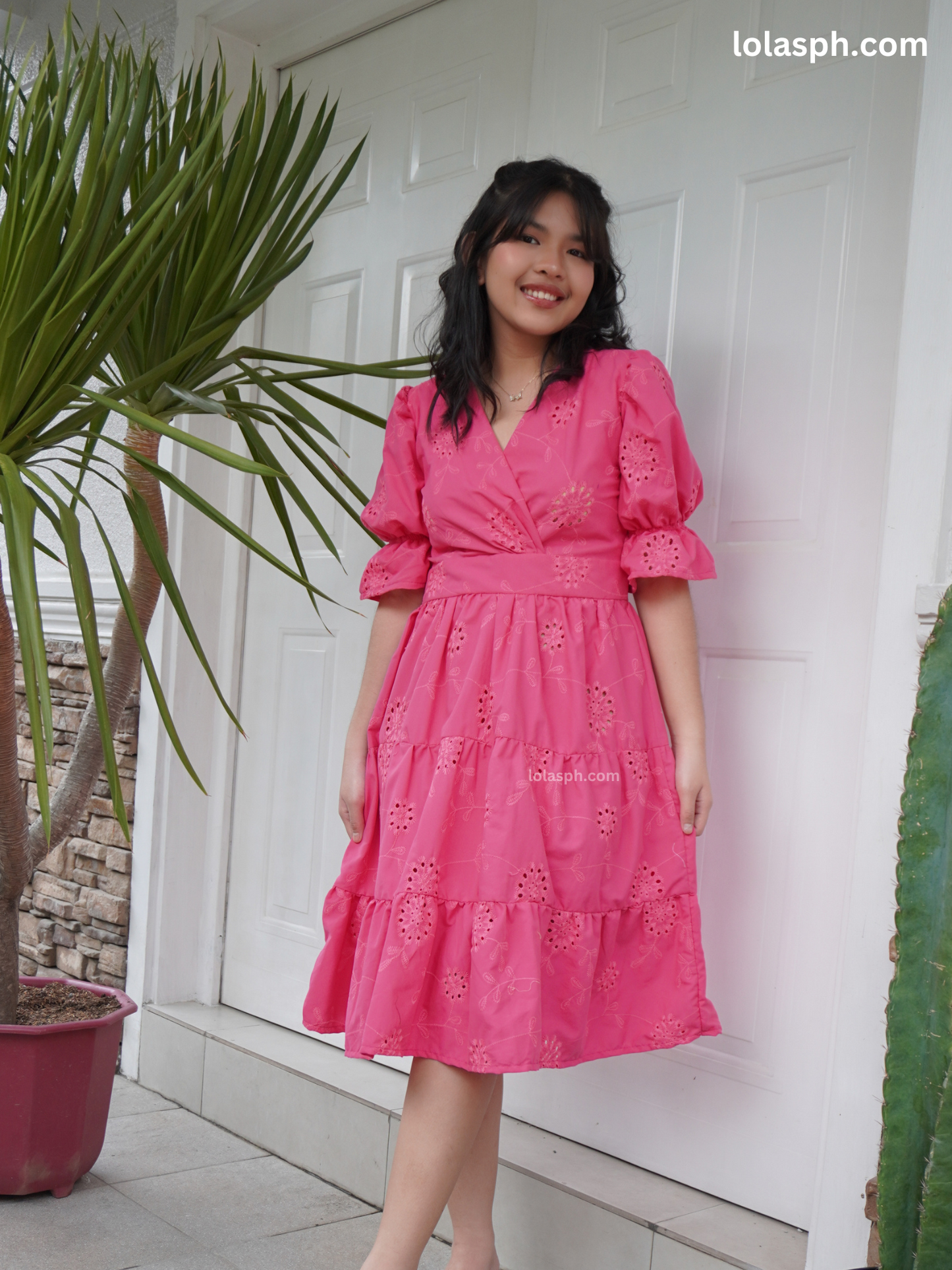 Katarina Dress (Fuchsia Eyelet)