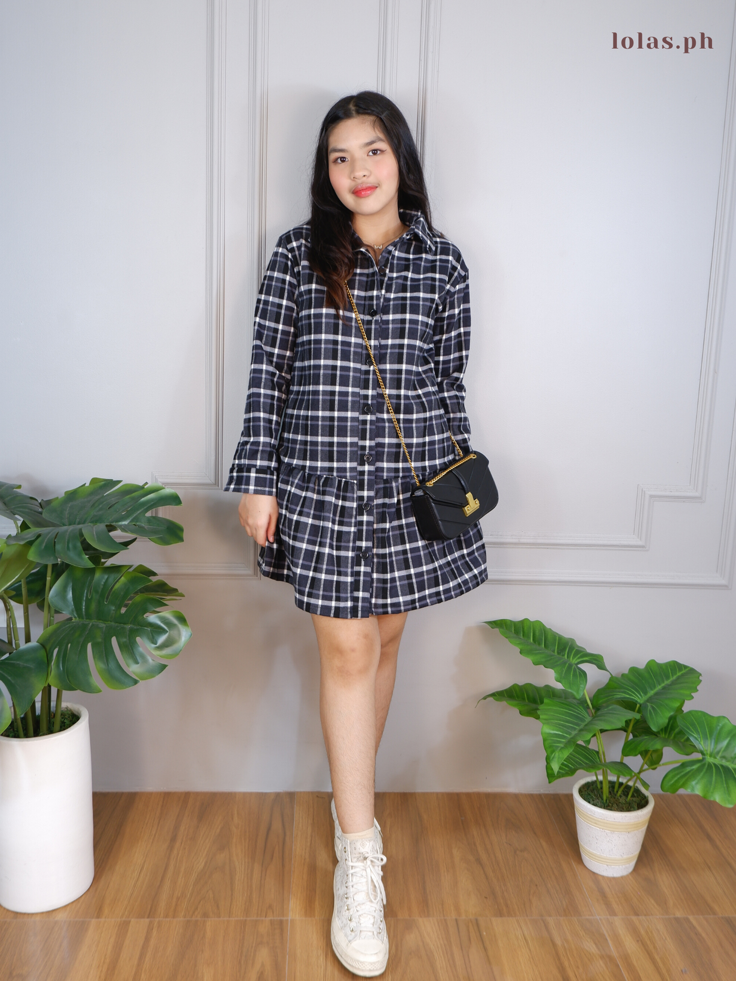 Chrissie Dress (Black Checkered)