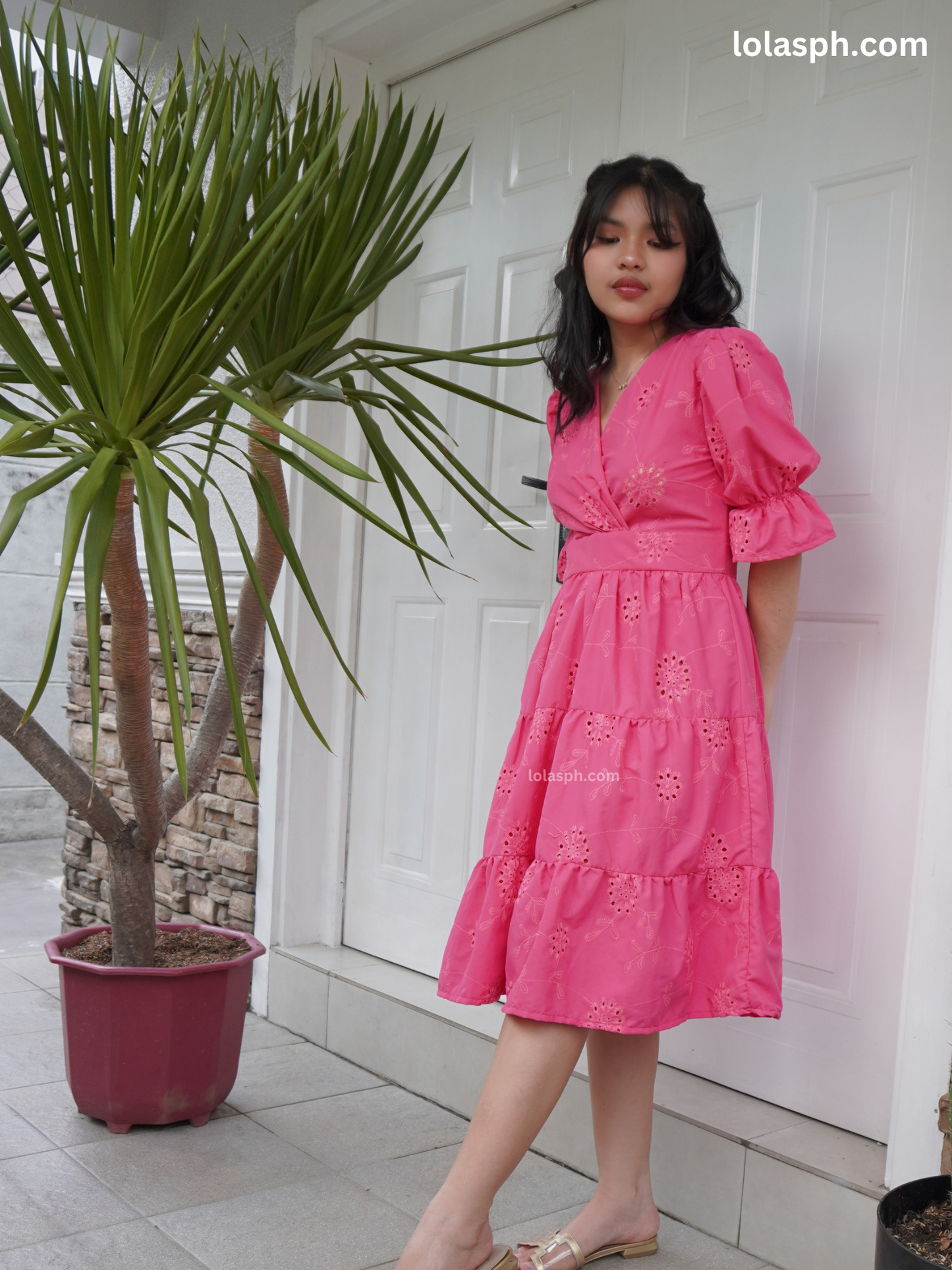 Katarina Dress (Fuchsia Eyelet)