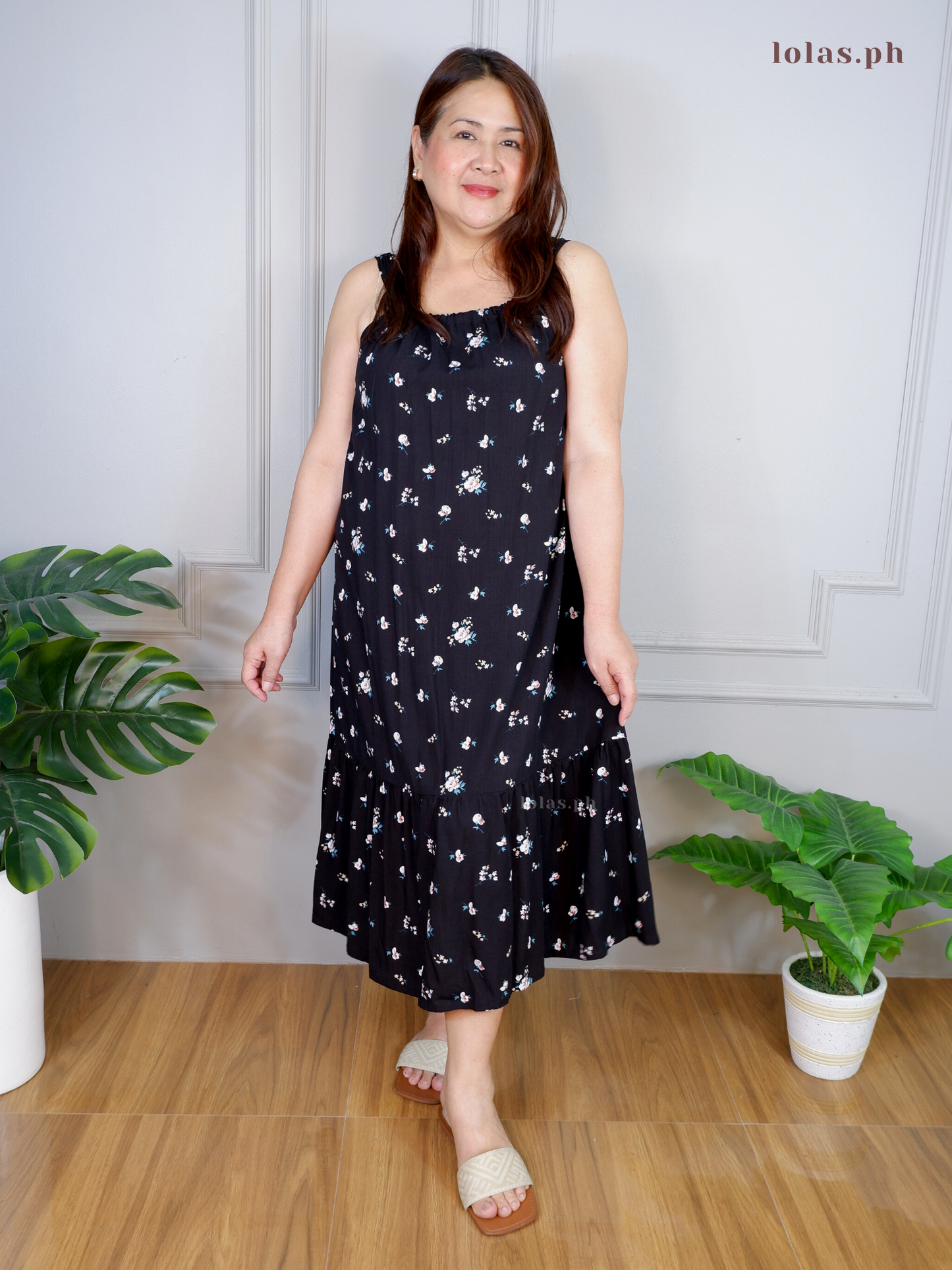 Shaina Dress (Black Blooms)