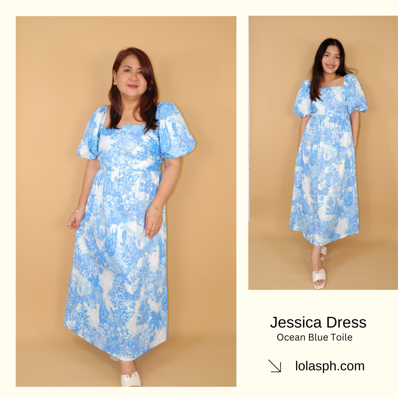 Jessica Dress (Ocean Blue Toile)