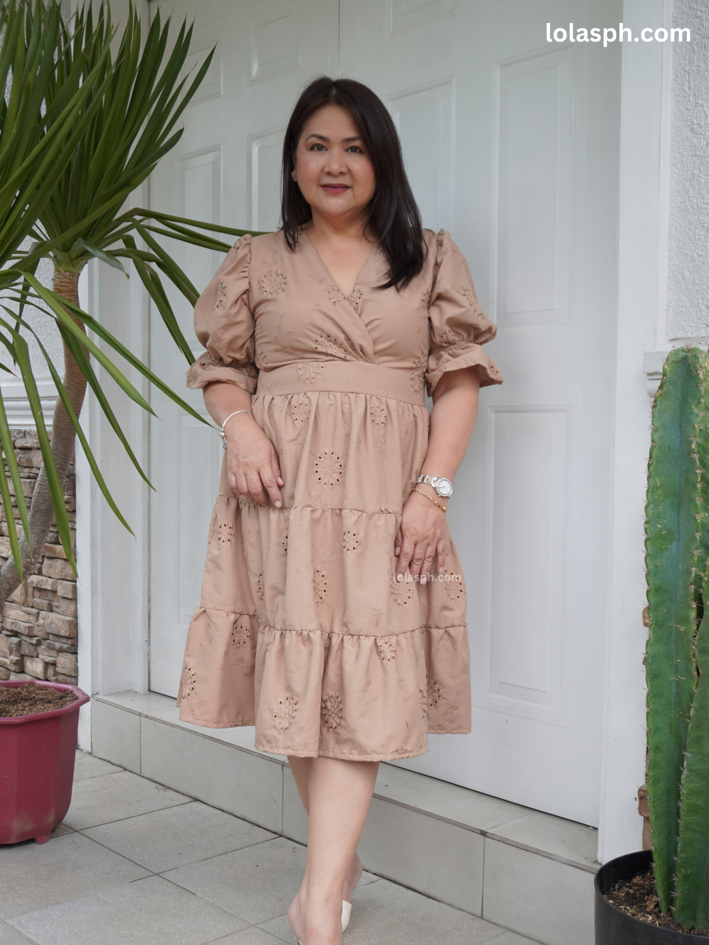 Katarina Dress (Khaki Eyelet)