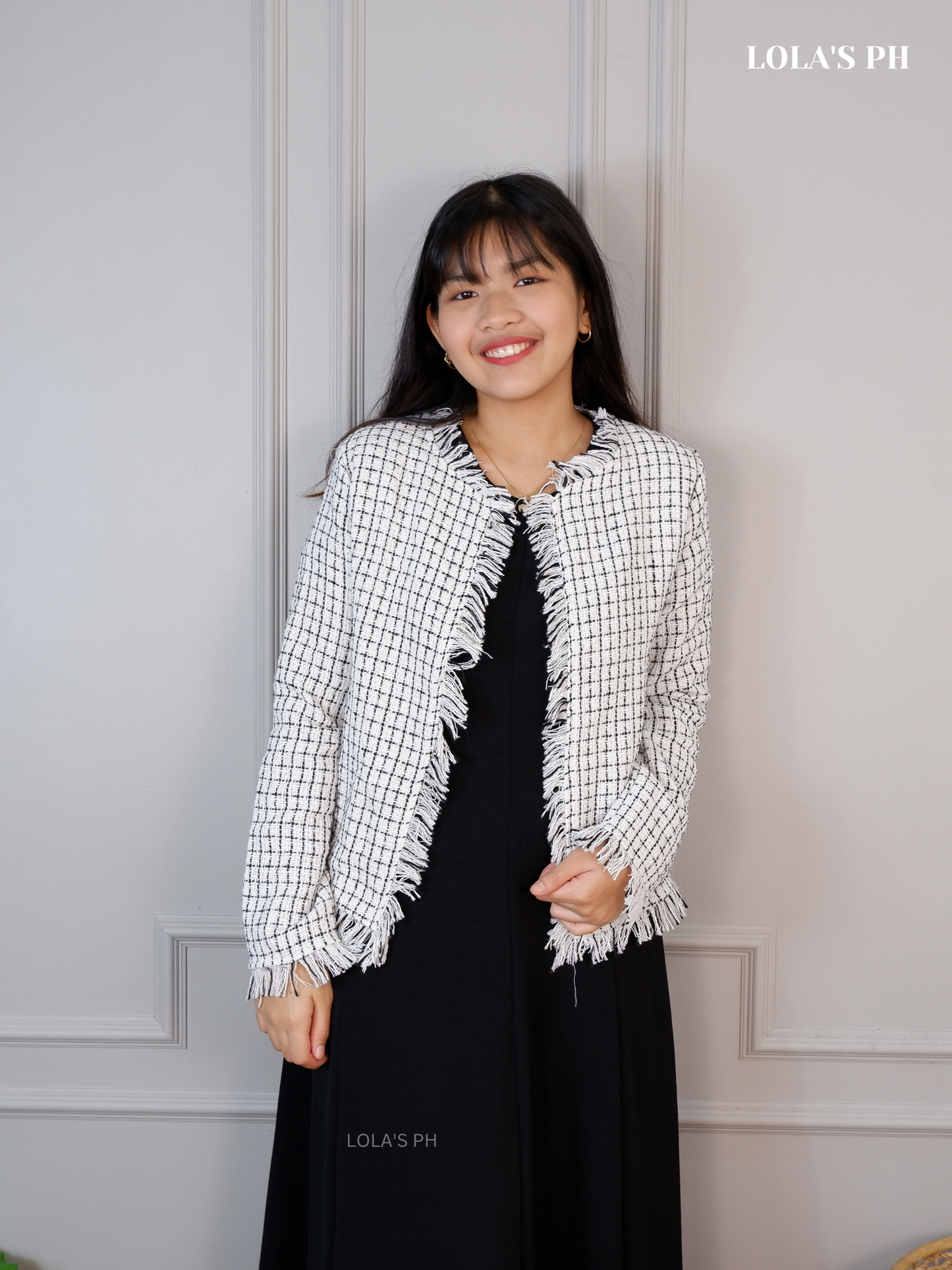 Zoe Tweed Blazer (White)