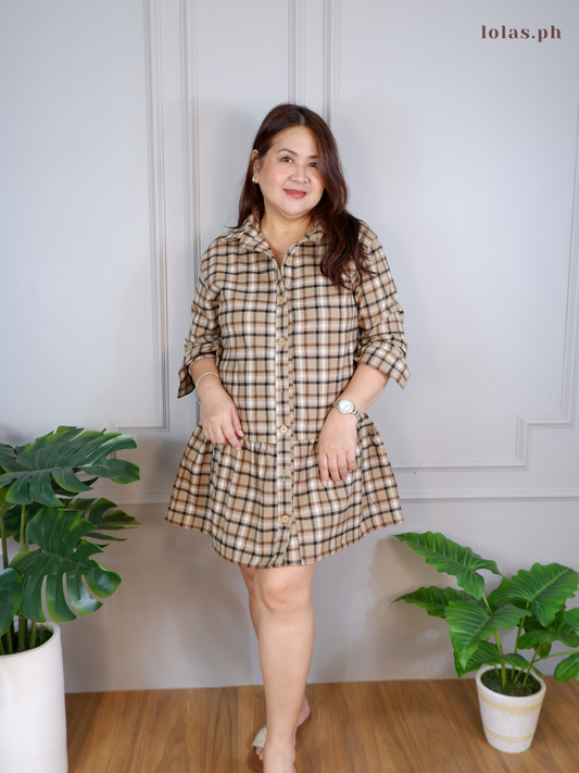 Chrissie Dress (Brown Checkered)