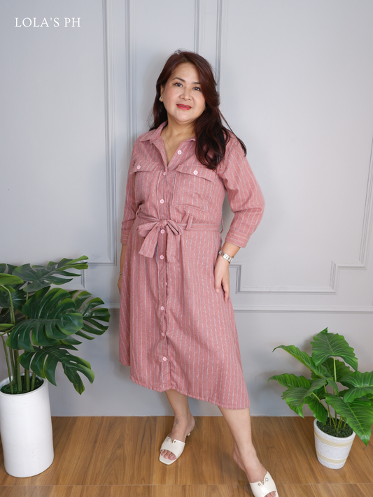 Megan Dress (Pink Stripes)