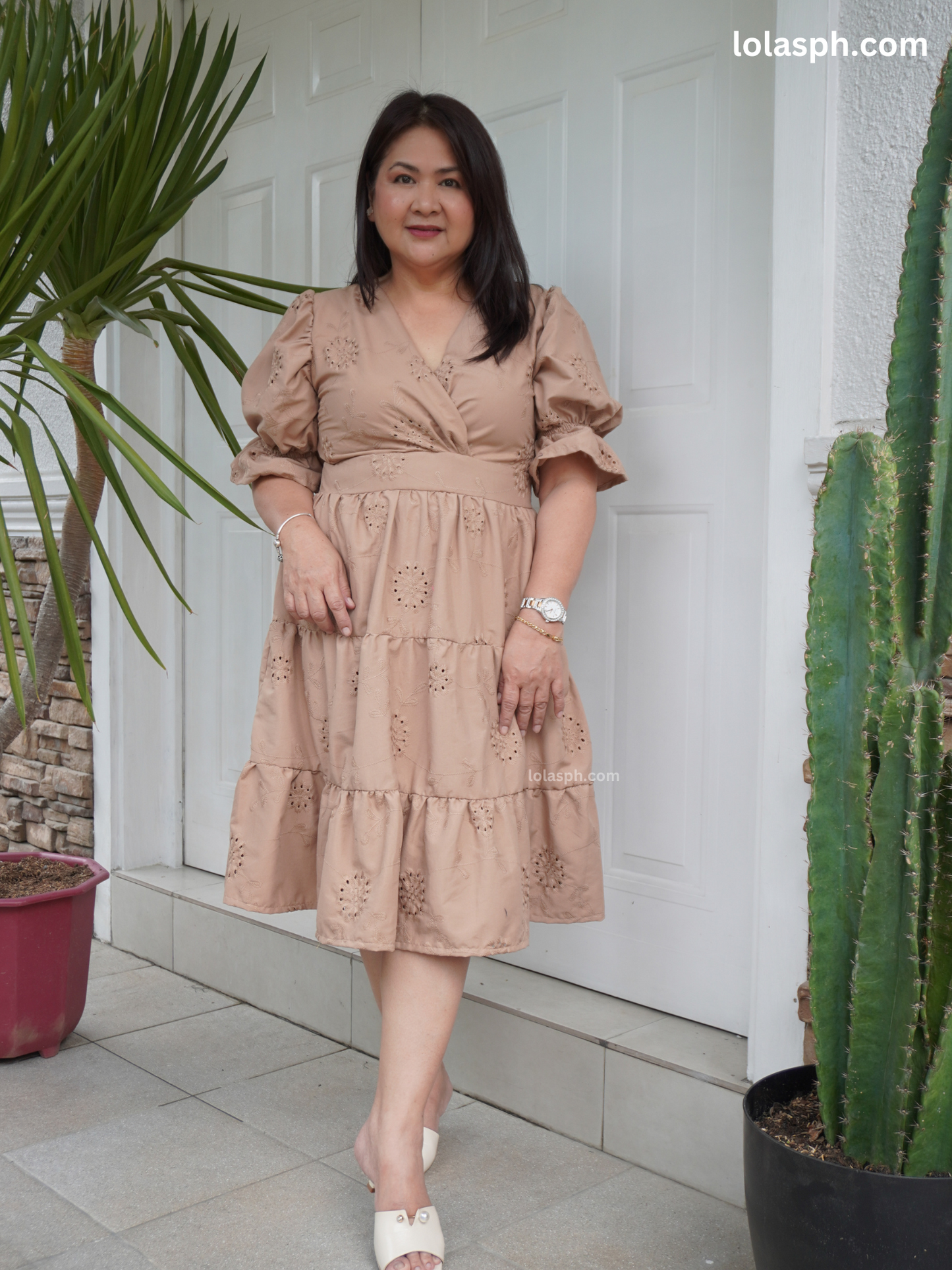 Katarina Dress (Khaki Eyelet)