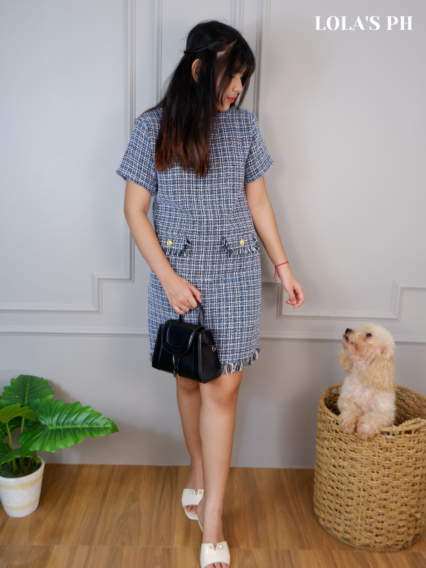 Jeryl Tweed Dress (Blue)