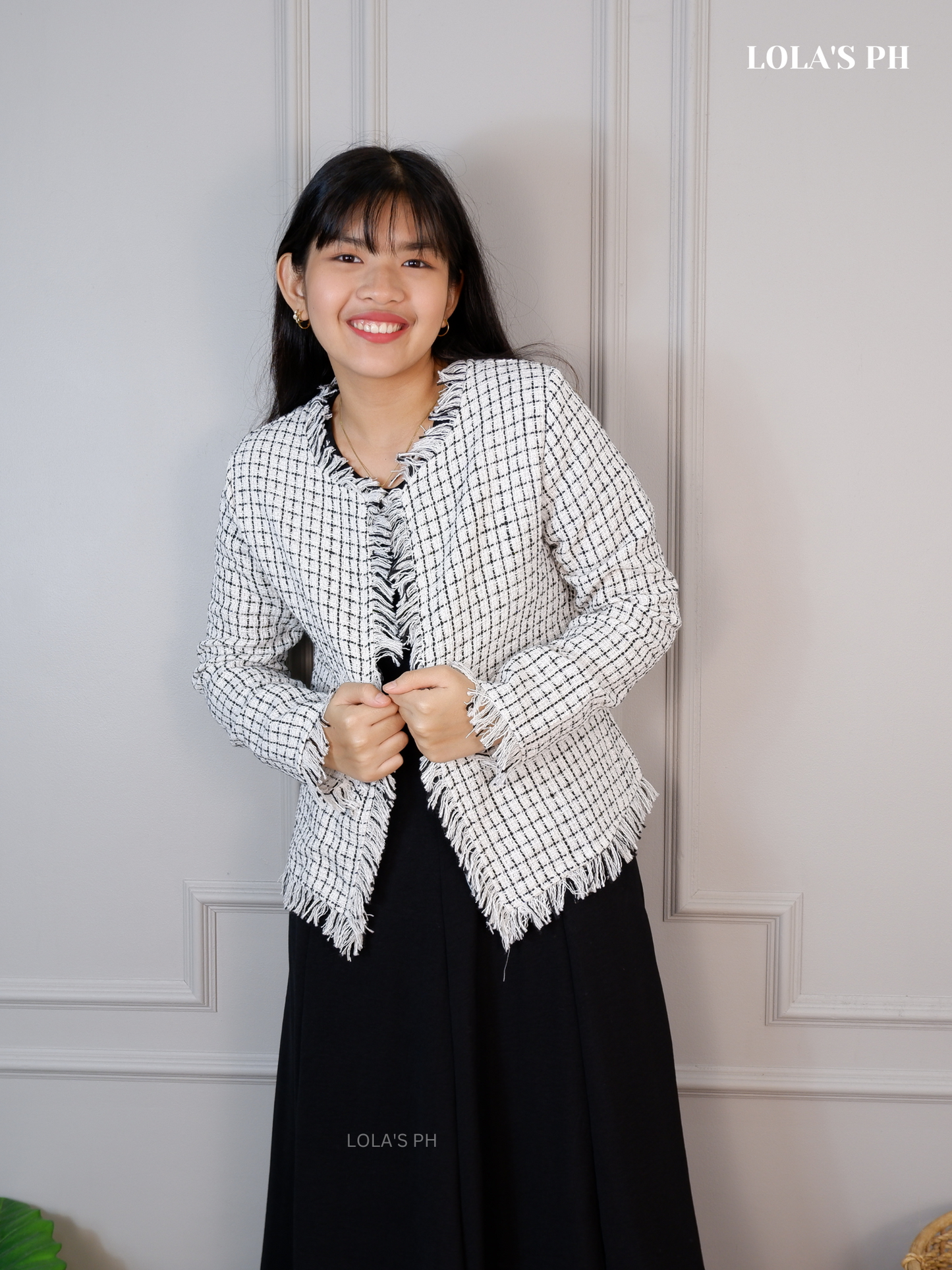 Zoe Tweed Blazer (White)