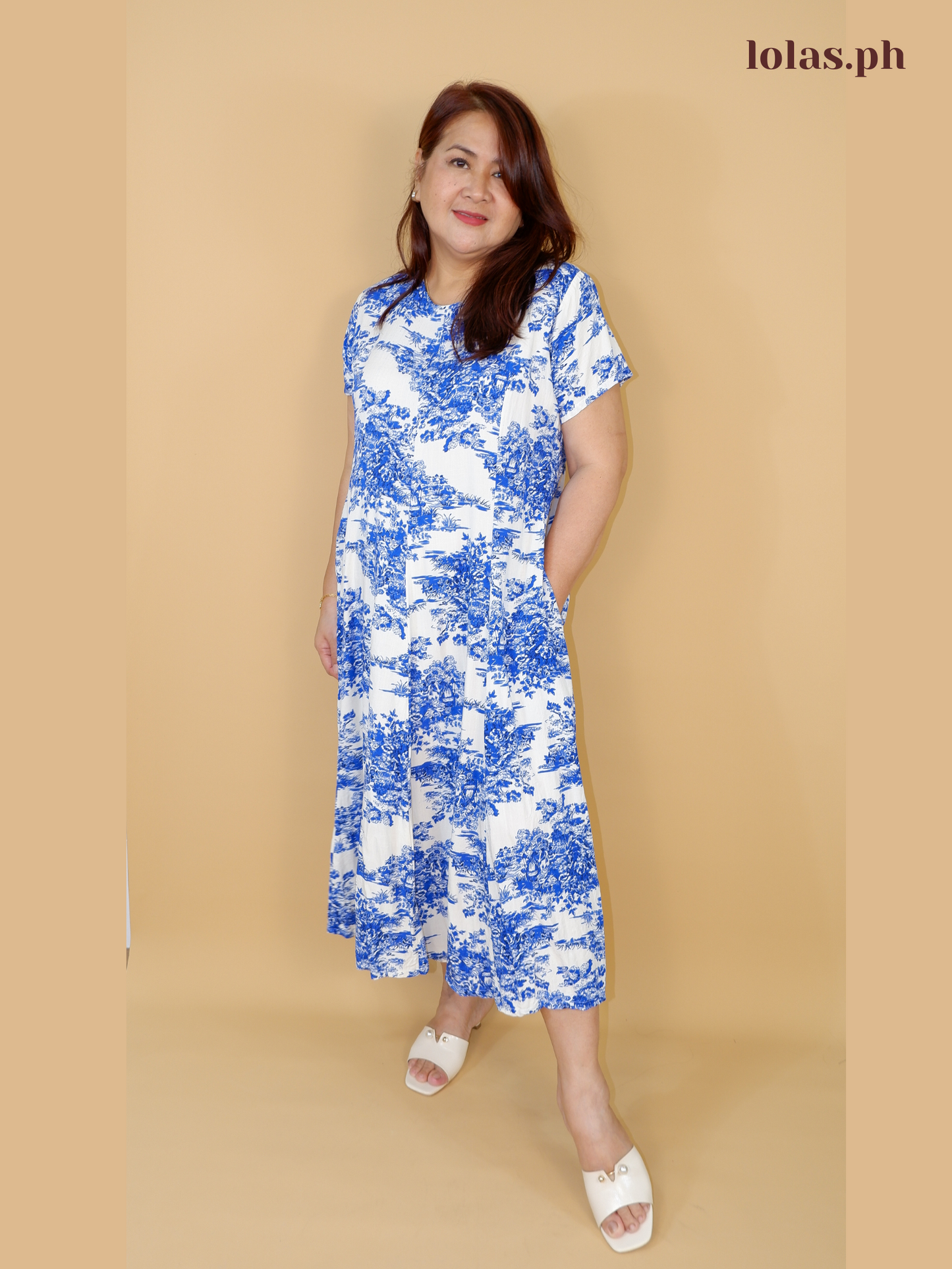 Kathleen Dress (Blue Toile)