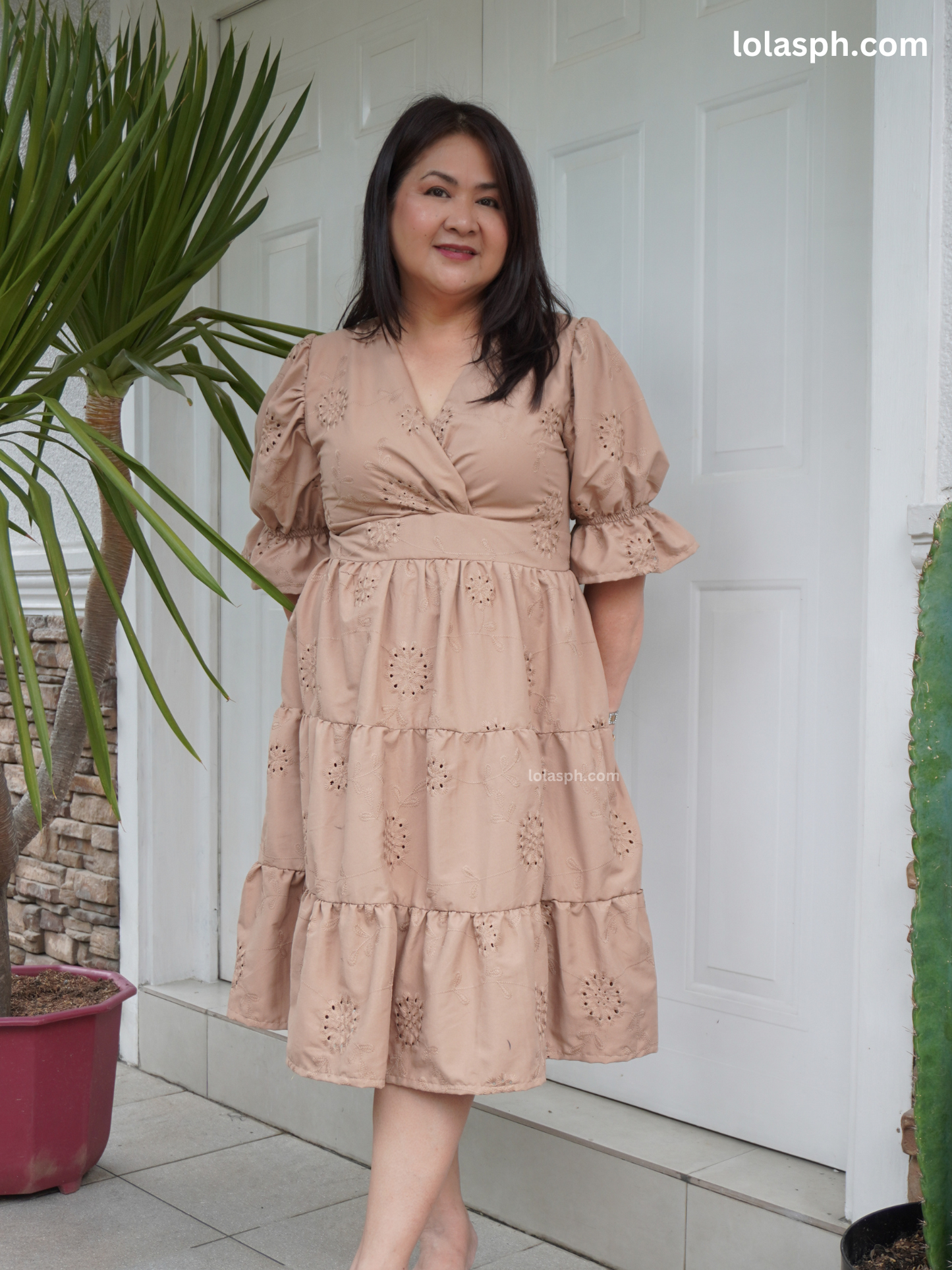 Katarina Dress (Khaki Eyelet)